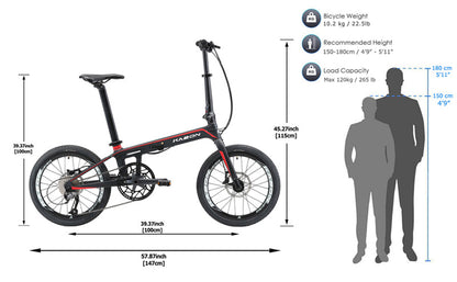 KABON City Folding Bike Carbon Shimano Altus 9S 20 inch