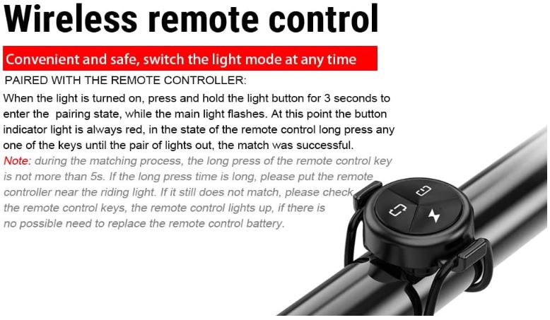 TOWILD Wireless Remote Control for Bicycle Lights CL1200 CL600 CL900 BR1000 CL1200 Pro